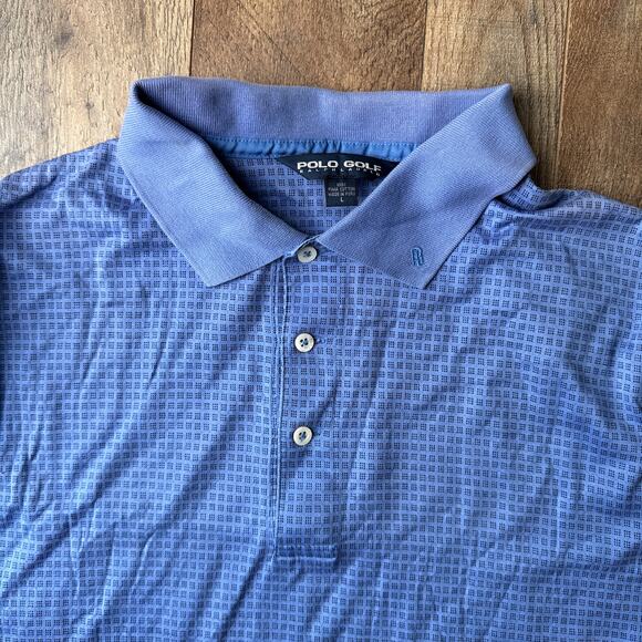 Vintage 90s Polo Ralph Lauren Golf Polo Shirt Men's Large Blue Athletic Cotton‎ - Picture 5 of 10